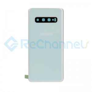 For Samsung Galaxy S10 SM-G973 Battery Door with Adhesive Replacement - Prism White - Grade R