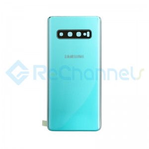 For Samsung Galaxy S10 SM-G973 Battery Door with Adhesive Replacement - Prism Green - Grade R