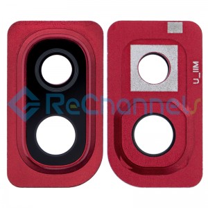 For Samsung Galaxy A10 SM-A105 Rear Camera Lens with Bezel Replacement - Red - Grade S+