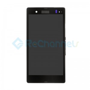 For Sony Xperia Z L36h LCD Screen and Digitizer Assembly with Front Housing Replacement - Black -  Grade S