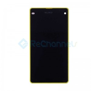 For Sony Xperia Z1 Compact LCD Screen and Digitizer Assembly with Front Housing Replacement - Yellow - With Logo - Grade S+