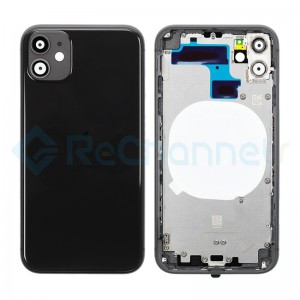For Apple iPhone 11 Rear Housing with Battery Door Replacement - Black - Grade S+
