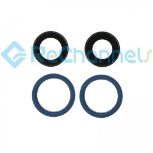 For Apple iPhone 13 6.1"/13 Mini 5.4" Back Camera Lens and Bezel(4pcs in One Set) Replacement - Blue - Grade S+