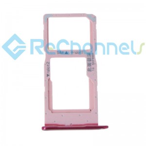 For Huawei Honor 20 Lite SIM Card Tray Dual Card Version Replacement - Pink - Grade S+