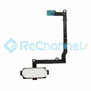 For Samsung Galaxy A9 (2016) Home Button With Flex Cable Ribbon Replacement - White - Grade S+