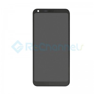For LG Q6 LCD Screen and Digitizer Assembly with Front Housing Replacement - Black - With Logo - Grade S+