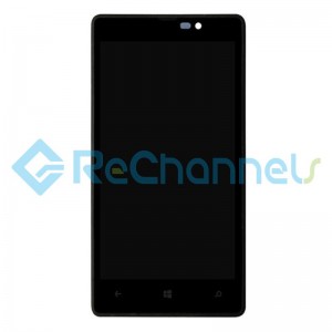 For Nokia Lumia 820 LCD Screen and Digitizer Assembly with Front Housing Replacement - Black - With Logo - Grade S+