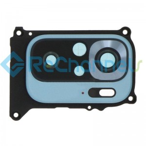 For Xiaomi Redmi Note 10S Rear Camera Lens with Bezel Replacement - Blue - Grade S+
