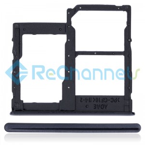 For Samsung Galaxy A41 SM-A415 SIM Card Tray Replacement (Dual SIM) - Black - Grade S+
